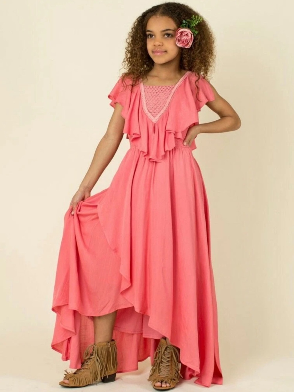 Joyfolie Abby Dress in Tea Rose